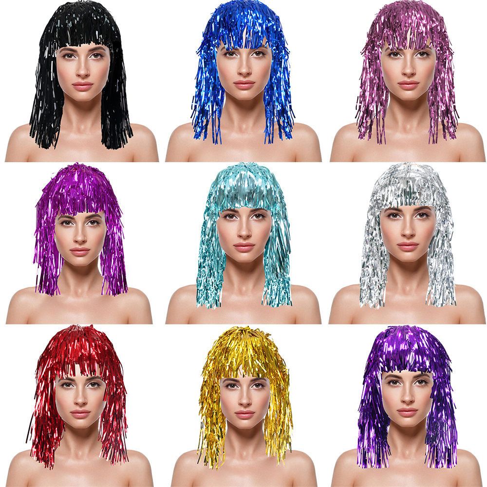Tinsel Garland Decoration - Peruca de Cosplay Disco com Franjas