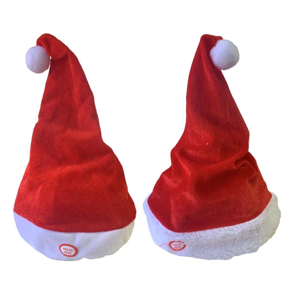 Santa Hat Plush - Cantando dançando Santa Hat para adultos,
