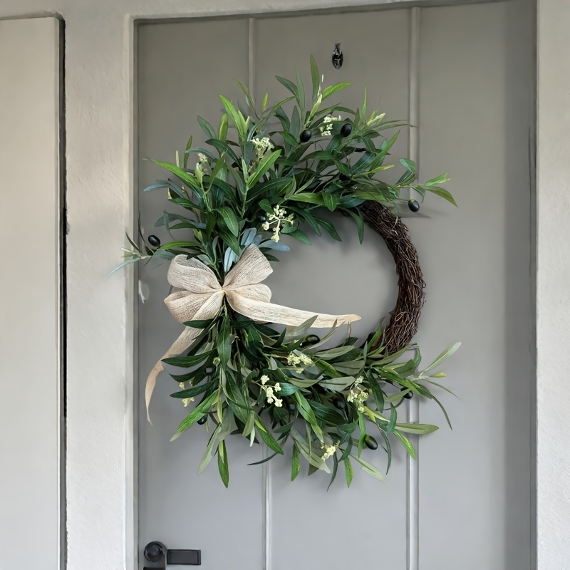 Christmas Wreath Fake - 2025 Grinalda de Azeitona Artificial Pendurada