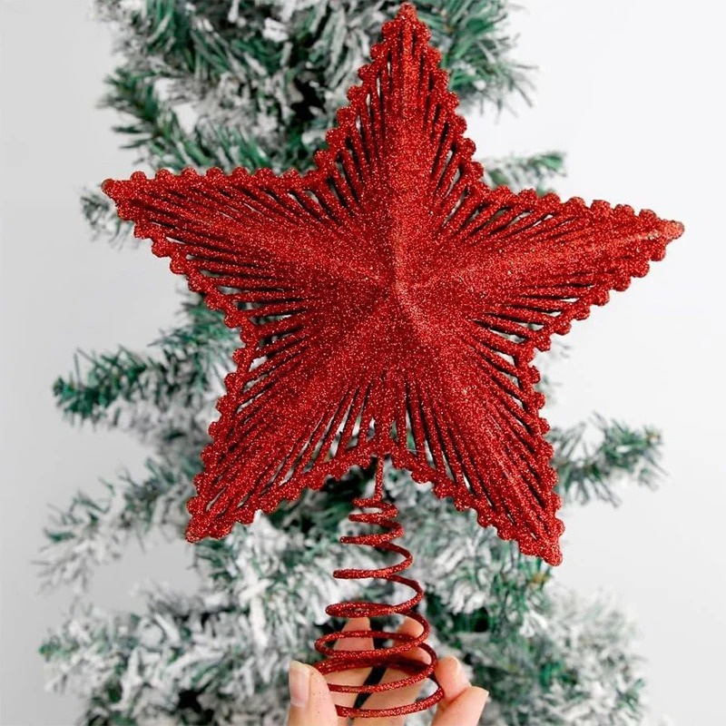 25cm vermelho glitter árvore d - Star Tree Topper avaliação e preço