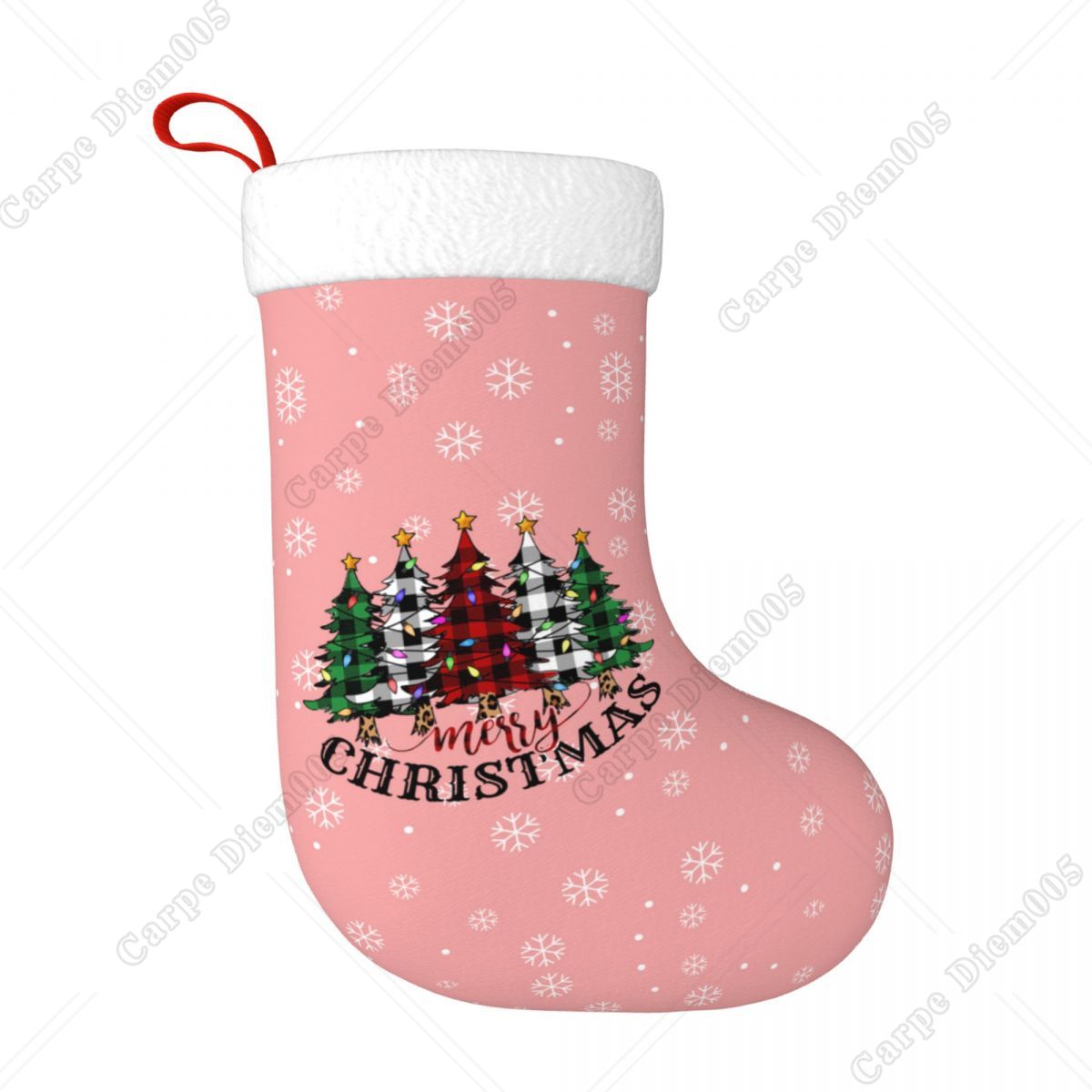 Flocos de neve rosa árvores de - Christmas Stocking Hanging avaliação e preço
