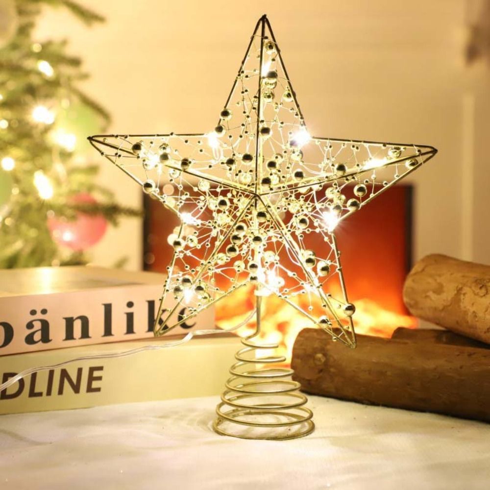 Ouro/prata led árvore de natal - Star Tree Topper avaliação e preço