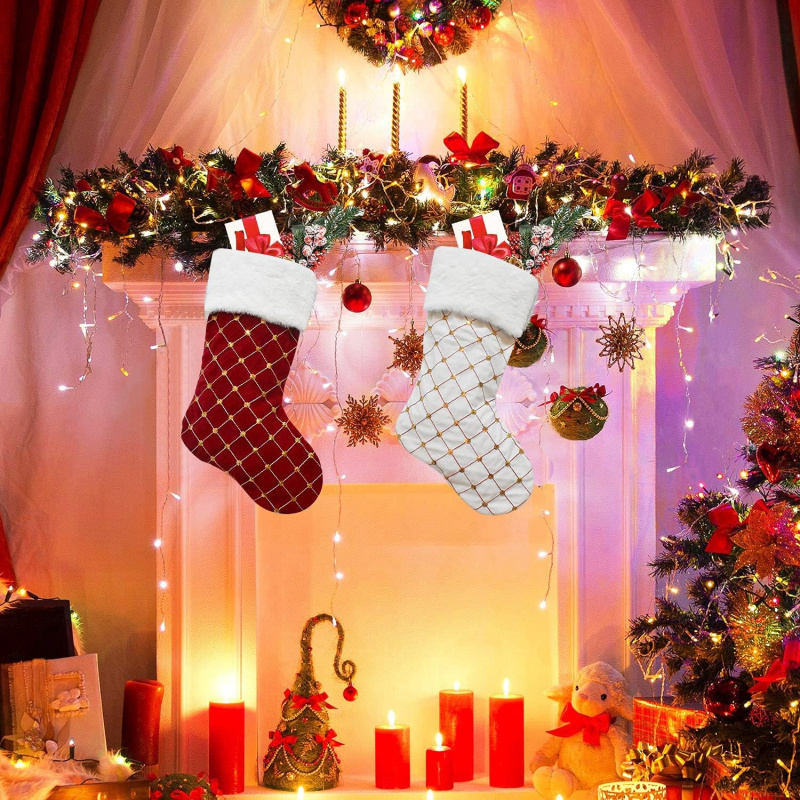 Meia de natal macia pele sinté - Christmas Stocking Hanging avaliação e preço