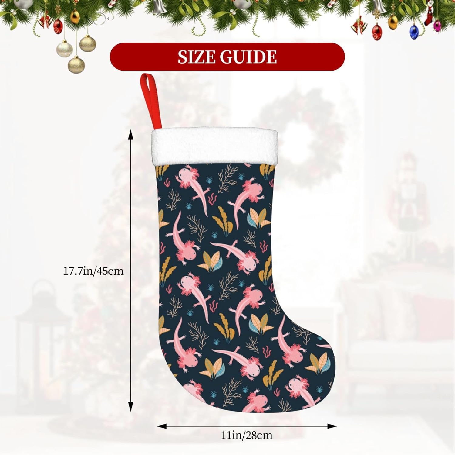 Meias de natal axolotl fofas,  - Christmas Stocking Hanging avaliação e preço
