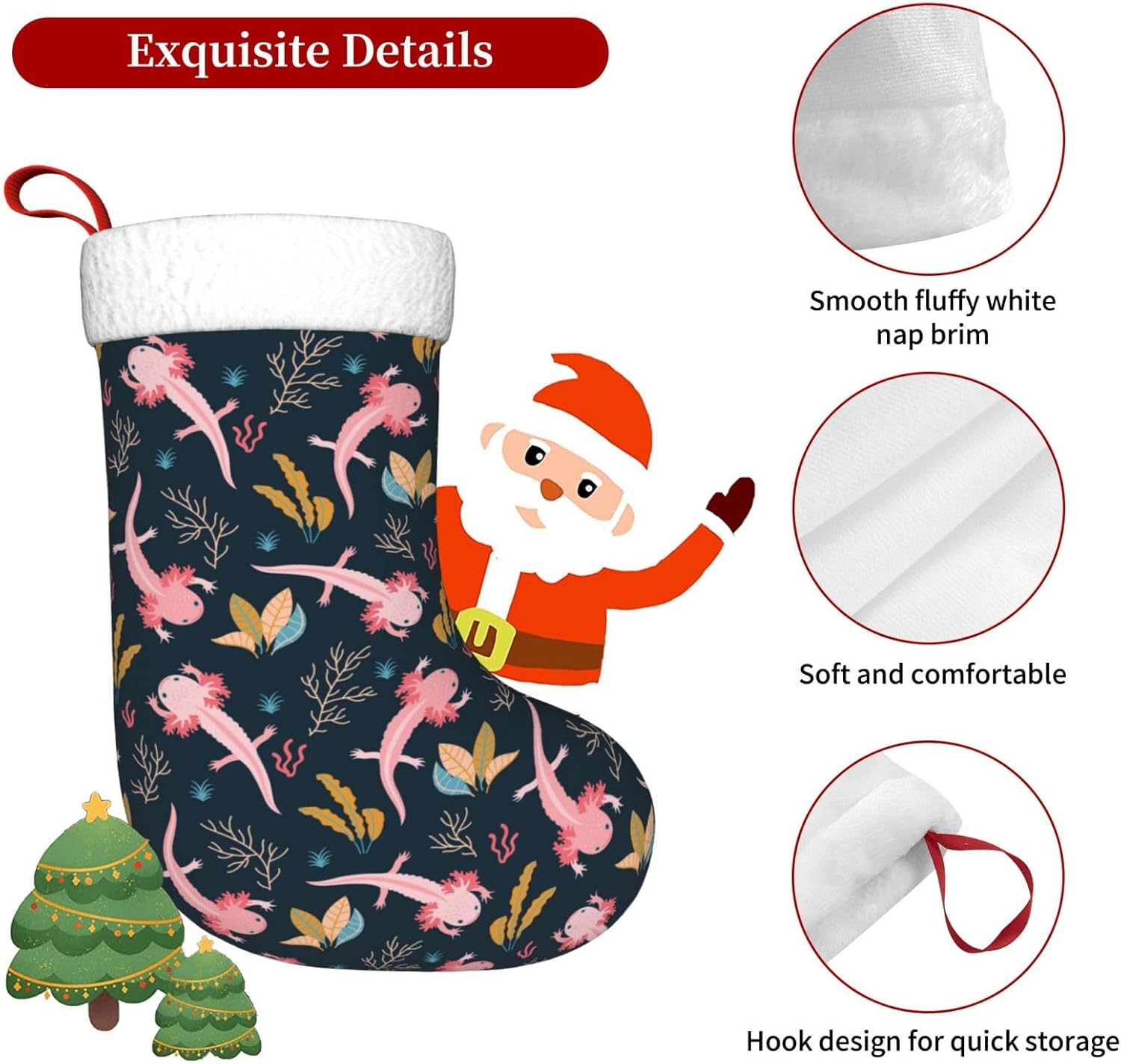 Meias de natal axolotl fofas,  - Christmas Stocking Hanging avaliação e preço