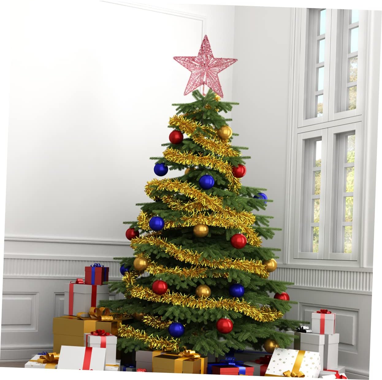 Natal rosa pentágono topo estr - Star Tree Topper avaliação e preço