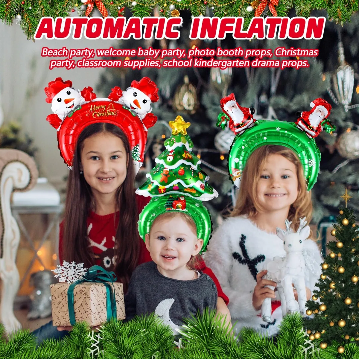 Natal inflável headbands santa - Reindeer Antlers Headband avaliação e preço
