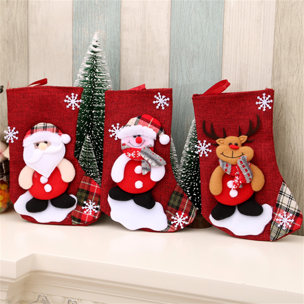 Linho meias de natal saco de p - Christmas Stocking Hanging avaliação e preço