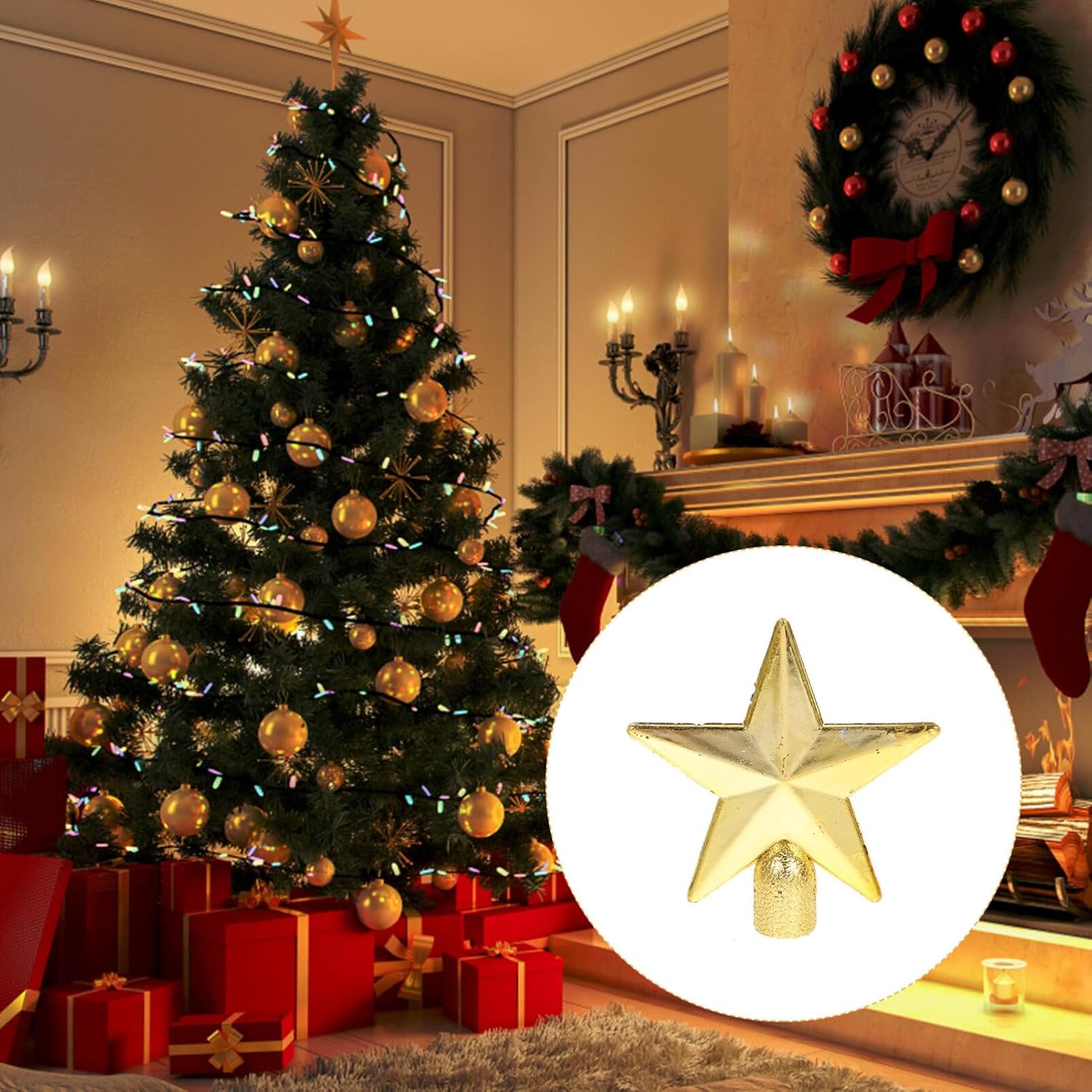 6cm mini árvore de natal toppe - Star Tree Topper avaliação e preço