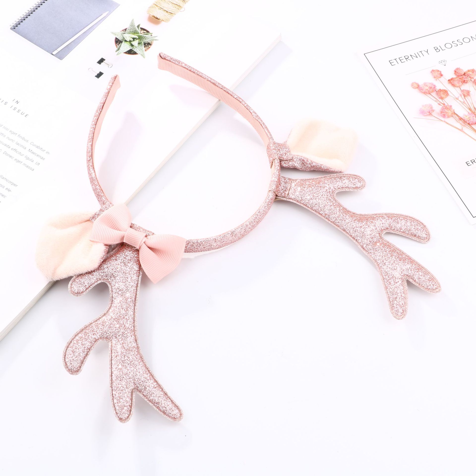 Tiara de Rena Rosa com Glitter - Reindeer Antlers Headband avaliação e preço