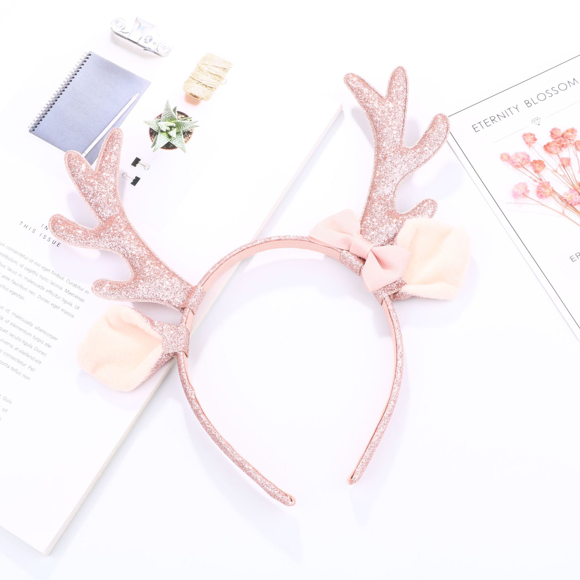 Tiara de Rena Rosa com Glitter - Reindeer Antlers Headband avaliação e preço